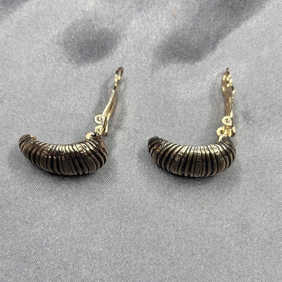 Gold and Silver Textured Women's Earrings - Picture 3 of 3